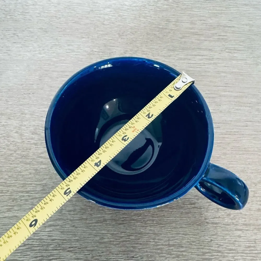 Navy Blue Japanese Glazed Ceramic Tea Mug Cup Stacked Set